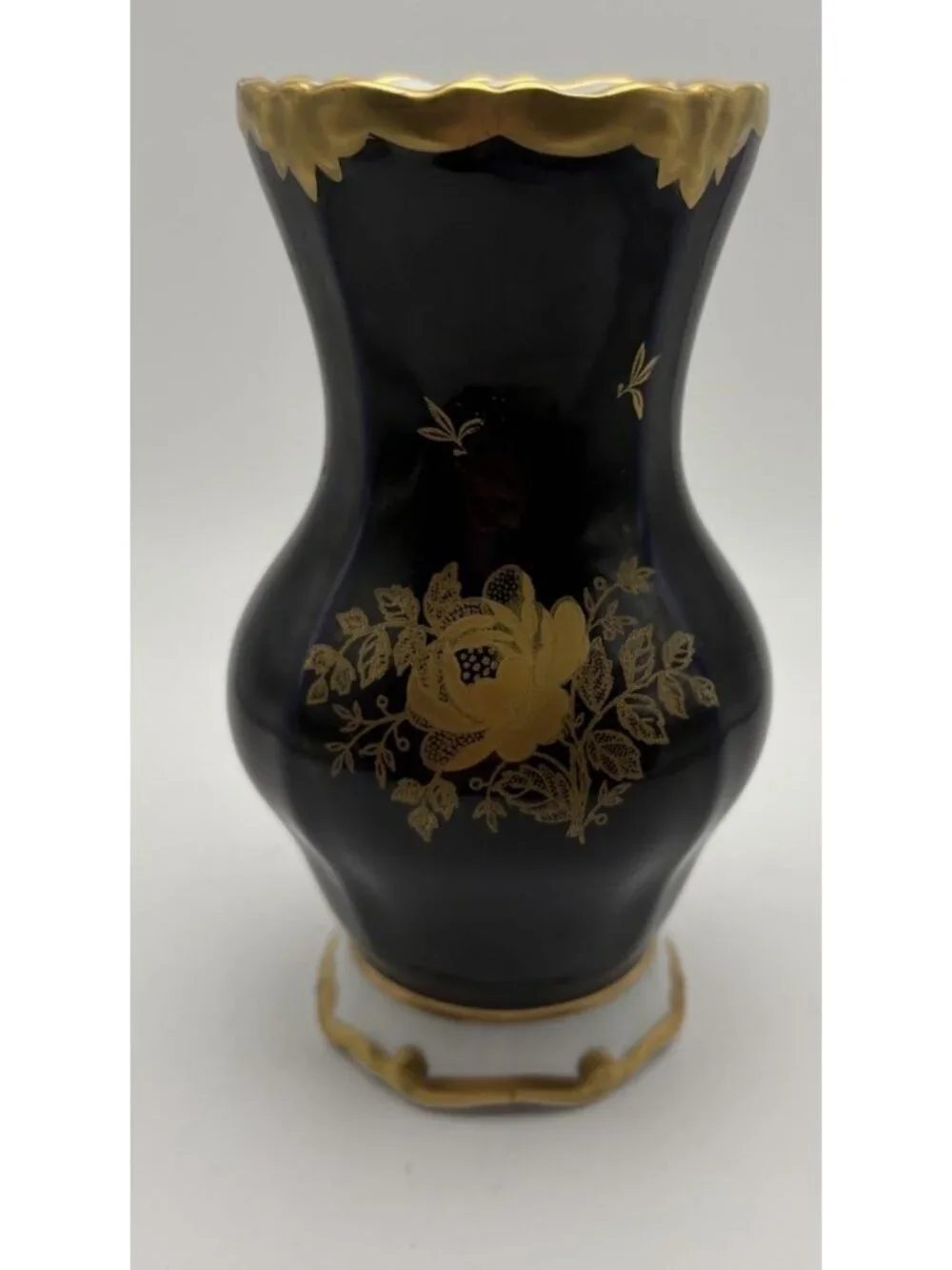 Vintage Cobalt Gilded 6” WEIMAR GERMANY PORCELAIN KATHARINE VASE